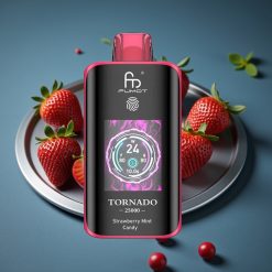 Fumot Tornado 25000 Puffs Jahodová Mátová Cukrovinka, HD Screen, 700mAh, Type-C