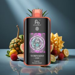 Fumot Tornado 25000 Puffs Tropická duhová rána, HD obrazovka, 20ml, Type-C
